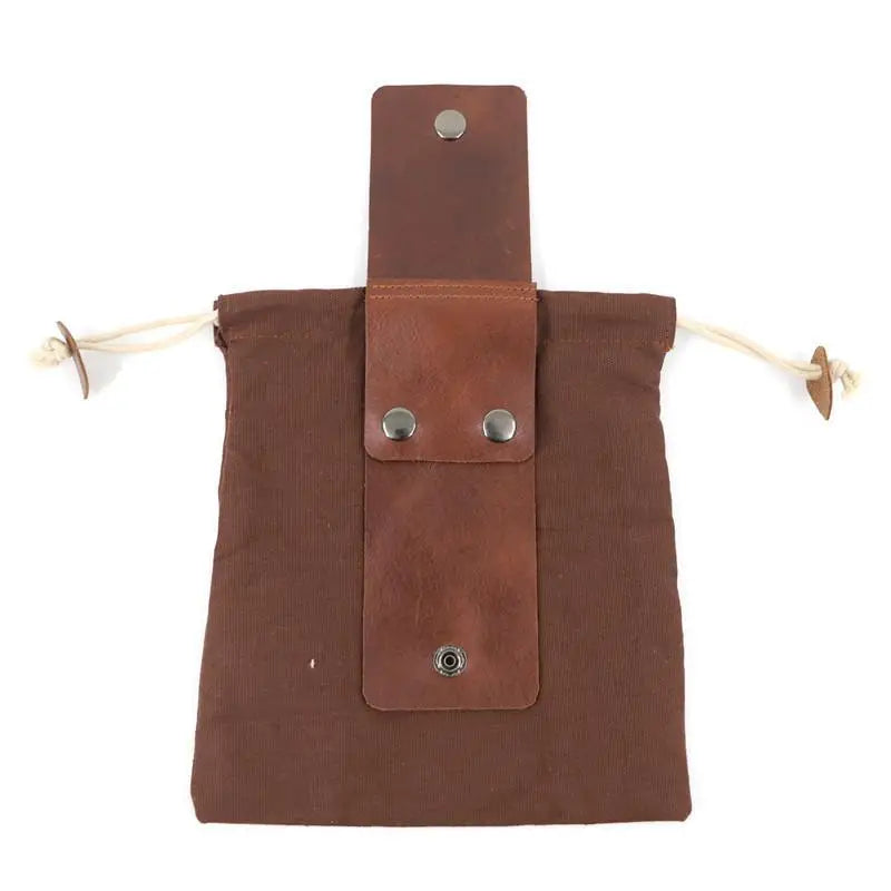 PU Leather Canvas Drawstring Belt Pouch | Outdoor Waist Bag