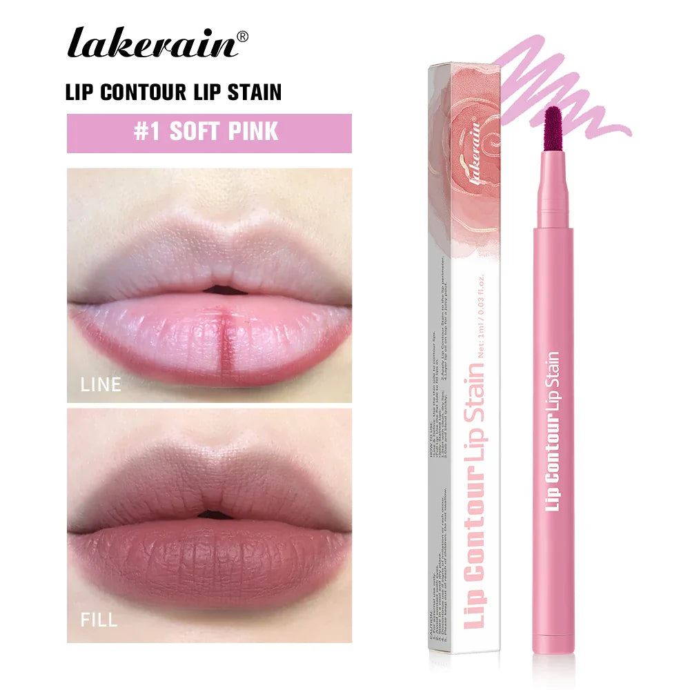 Lakerain Waterproof Lip Liner Pen – Ballpoint Felt Tip, 8 Shades