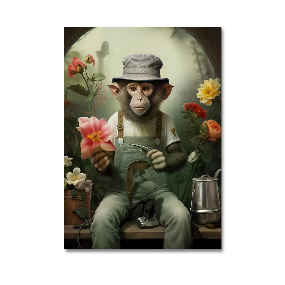Nordic Gorilla Suit Abstract Canvas Wall Art | Modern Decor