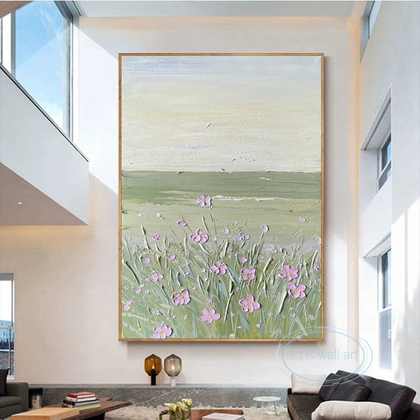 Hand Painted Landscape Wall Art Canvas Poster Modern Abstract Texture Acrylic Oil Painting Home Decor Aesthetics Custom Picture Peaceful Pleasures Health and Wellness