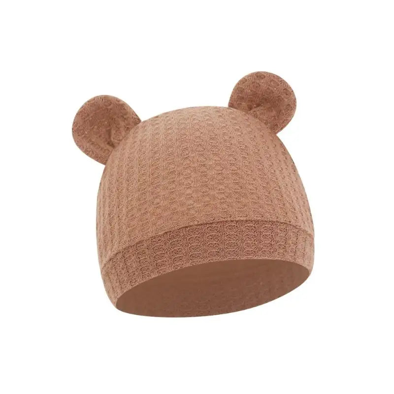 Bear Ear Newborn Baby Hat | Waffle Knit Stretchy Cap 0–24 Months