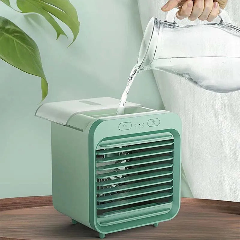Portable Desktop Evaporative Air Cooler Water Cooling Fan with Icebox Humidifier Personal Small Air Conditioner for Home Office Peaceful Pleasures Health and Wellness