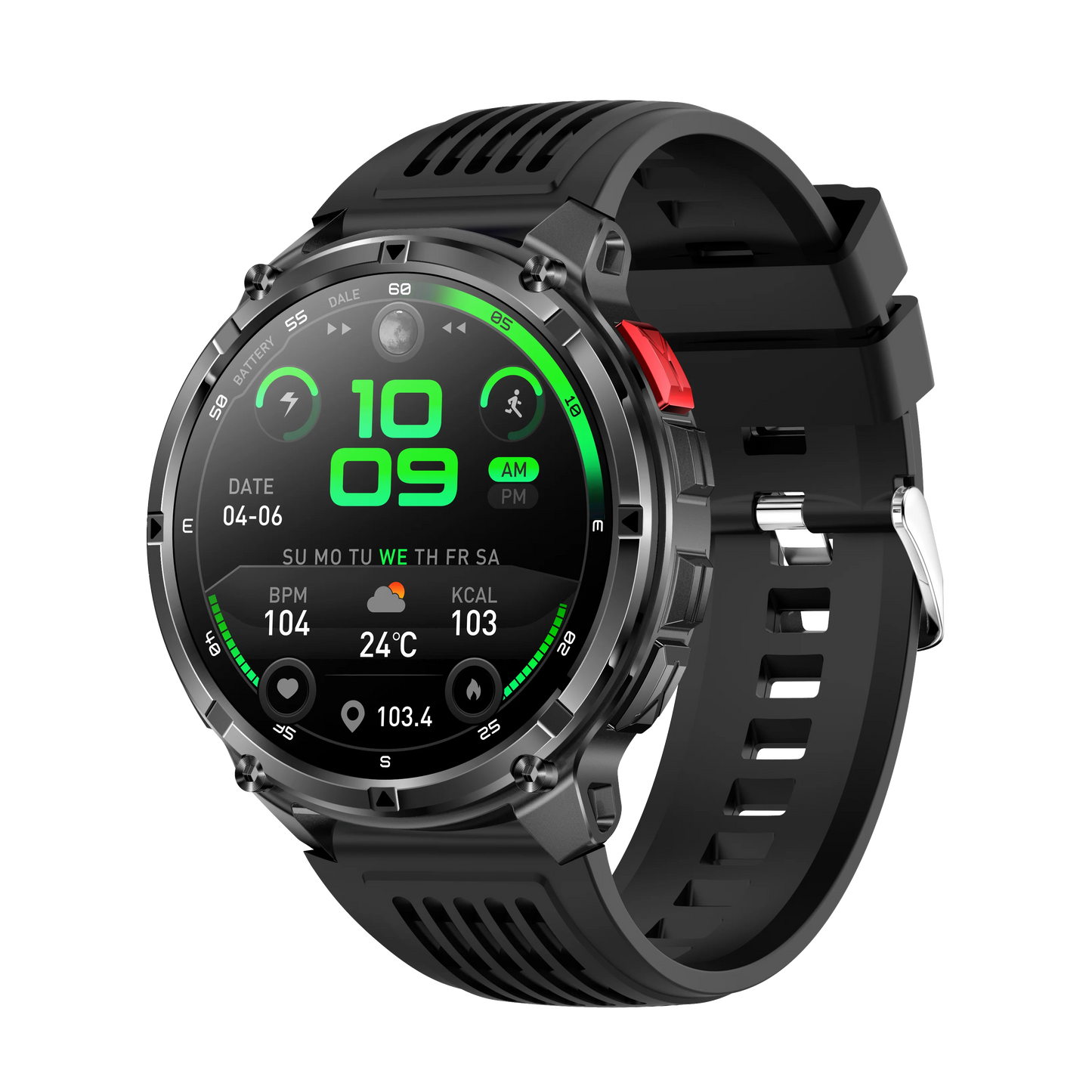Yoateo Smart Watch – 1100mAh Battery, Bluetooth Call & Compass