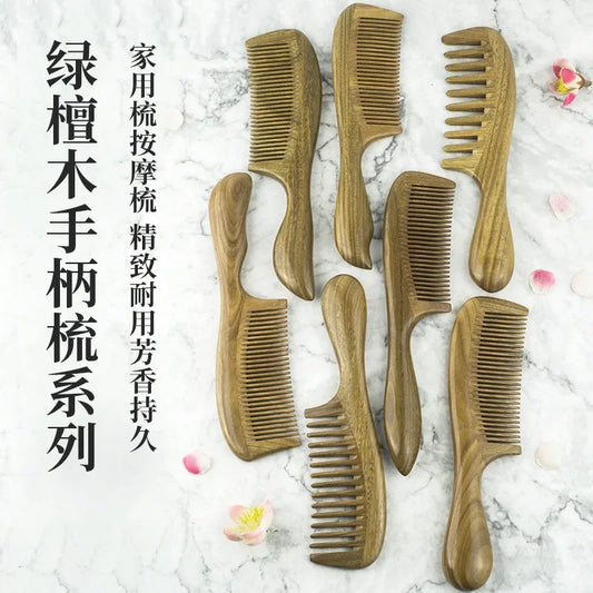 Sandalwood Hair & Beard Comb | Anti-Static, Wide & Narrow Tooth Wooden Grooming Comb Peaceful Pleasures Health and Wellness