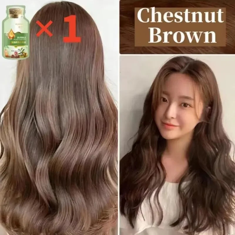 Natural Herbal Hair Dye Shampoo 3-in-1 | Gray to Dark Brown & Black Peaceful Pleasures Health and Wellness 30ml Chestnut Brown