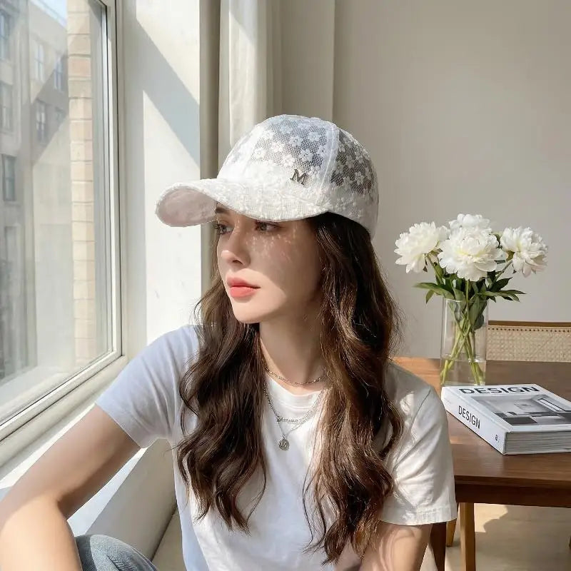 Women's Lace Floral Baseball Cap – Breathable Adjustable Sun Hat