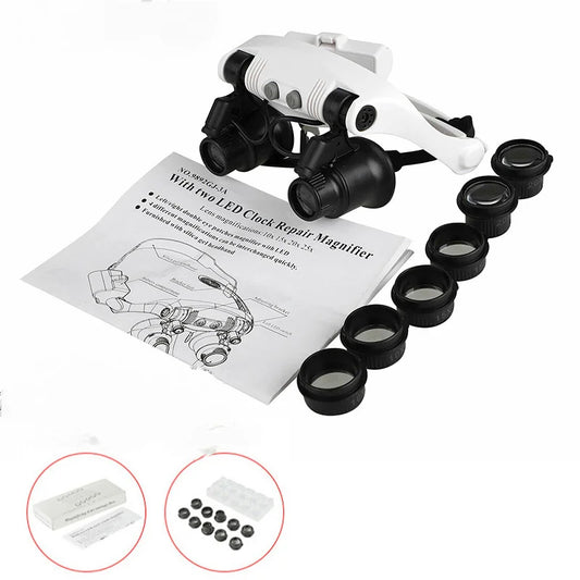 Magnifier Glasses Loupes Measuring Magnifying Glass Lens 10X 15X 20X 25X with Led Jeweler Watch Repair Magnifying Eyewear Peaceful Pleasures Health and Wellness 10X 15X 20X 25X