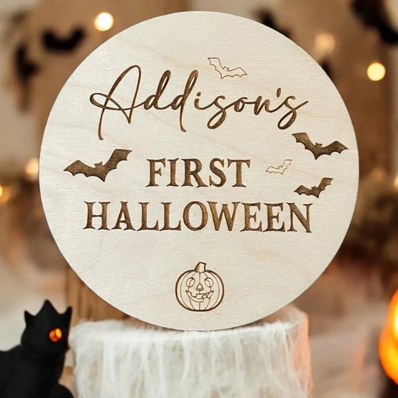 Personalized Baby's First Halloween Wooden Name Plaque Keepsake Personalized Keepsake Plaque Peaceful Pleasures Health and Wellness