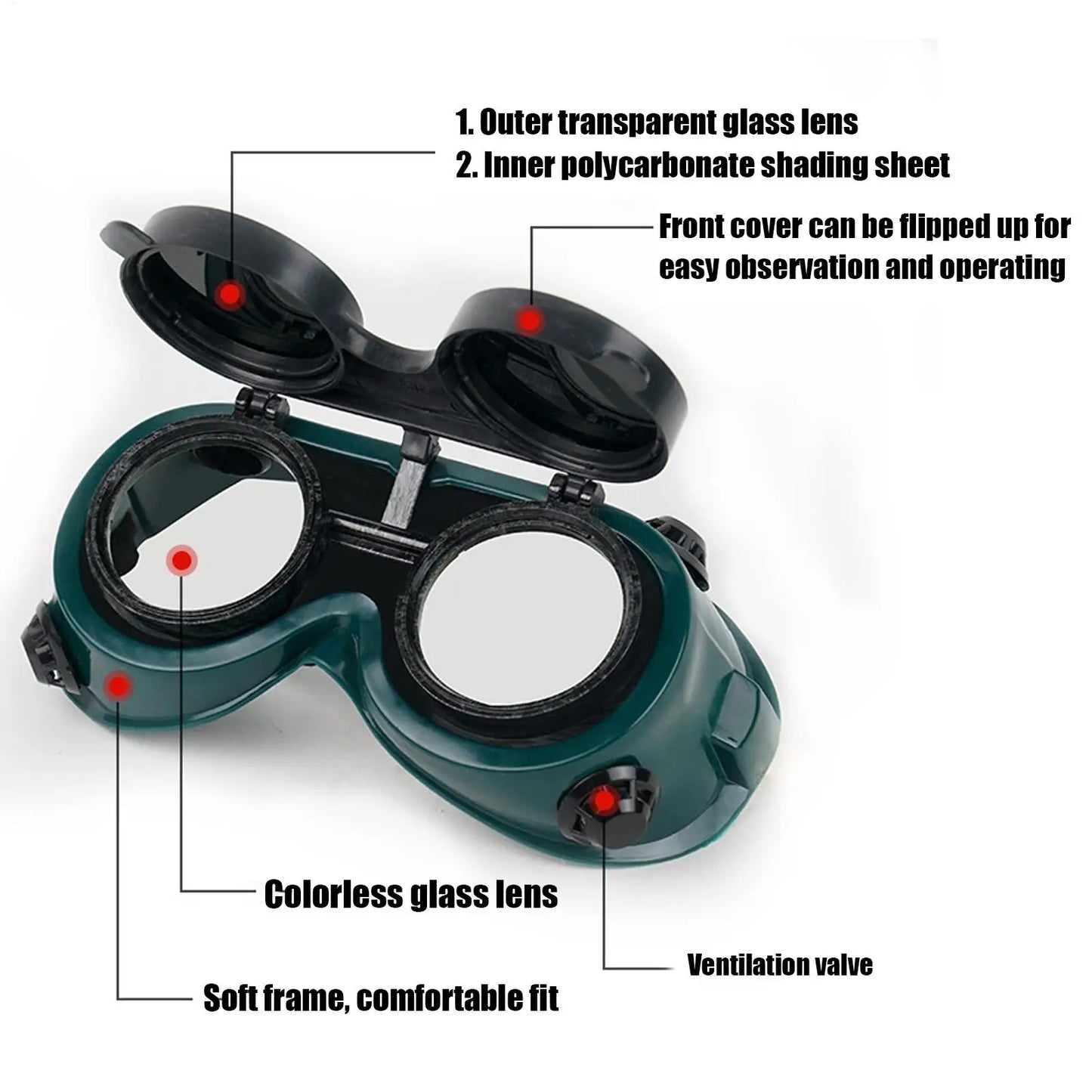 Flip-Up Welding Goggles – Anti-Glare Safety Glasses