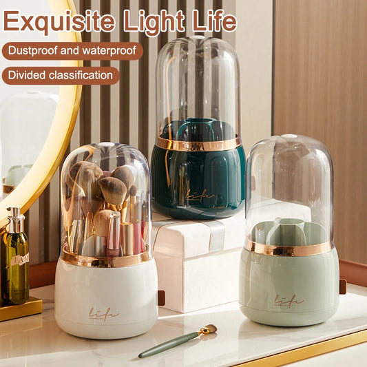 Light Luxury Style Makeup Brush Storage Bucket Dust-Proof Cosmetics Storage Box for Lipstick Eyebrow Pencil Jewelry Display Peaceful Pleasures Health and Wellness
