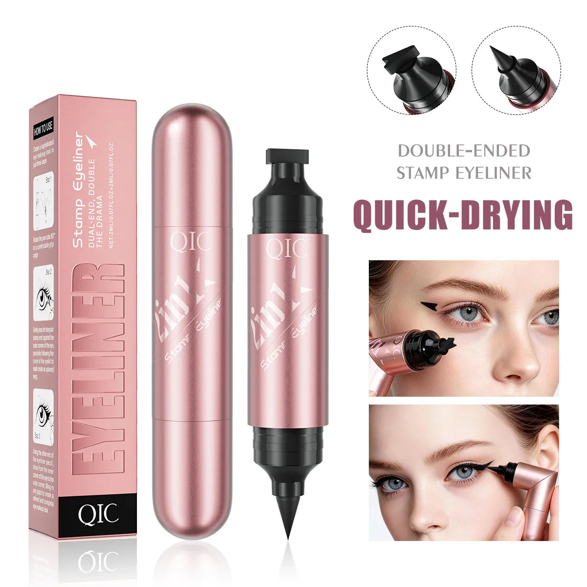 QIC 2-in-1 Stamp & Liquid Eyeliner – Waterproof, Quick Dry
