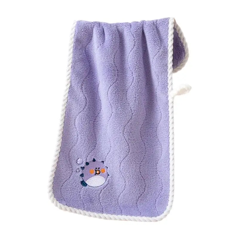 Kids Coral Fleece Washcloth | Animal Embroidery Quick-Dry Towel