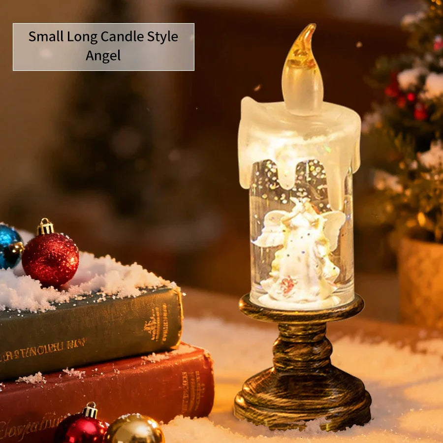 Christmas LED Snowman Crystal Candle Lamp | Flameless Decor