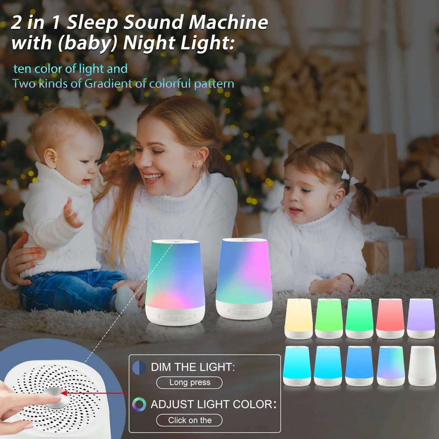 Colorful Night Lights 34 Soothing Sounds Supports APP Remote Control