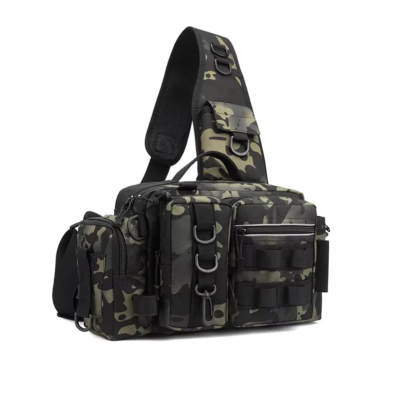 Fishing Tackle Backpack with Bait Box Storage Men Outdoor Rod Support Bag Waterproof Gear Bag for Fishing Camping Hiking Peaceful Pleasures Health and Wellness B3