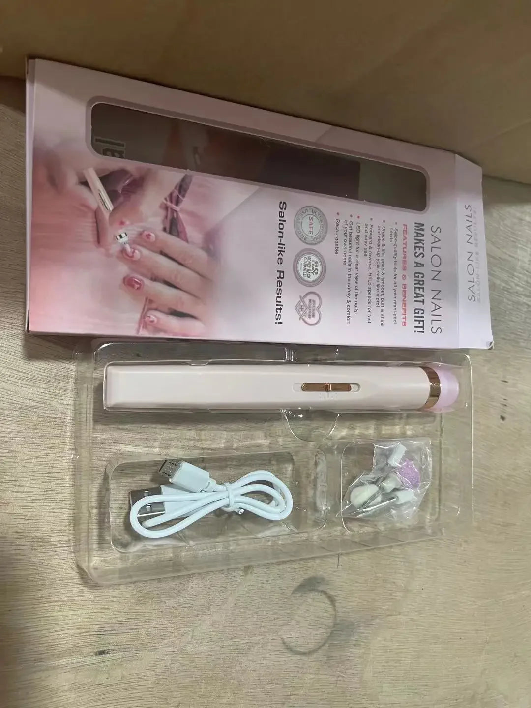 Electric Nail Grinder Nail Polishing Machine with Light Portable Mini Electric Manicure Art Pen Tools with Box for Gel Removing Peaceful Pleasures Health and Wellness Pink