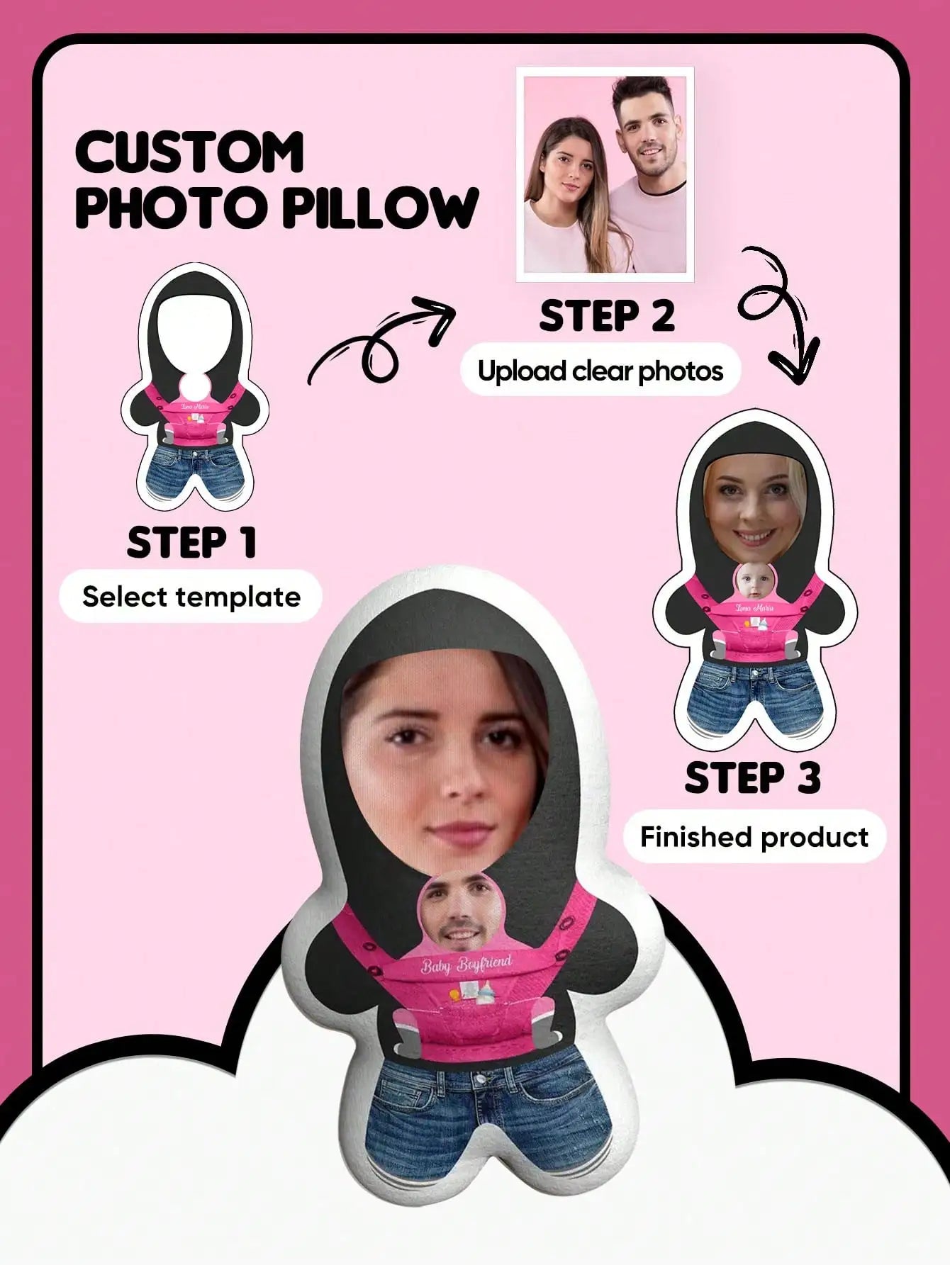 Custom Pillow with 2 Faces Photo Text 4 Sizes Personalized Shaped Funny Pillow For Couple Pet Lovers Gift For Mother Father Day Peaceful Pleasures Health and Wellness