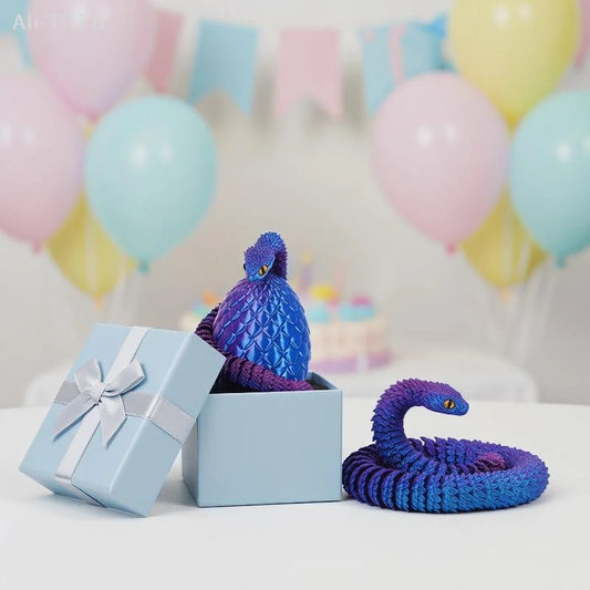 3D Printed Snake with Egg Figurine | 30cm Realistic Desk Ornament Decorative Figurine Peaceful Pleasures Health and Wellness
