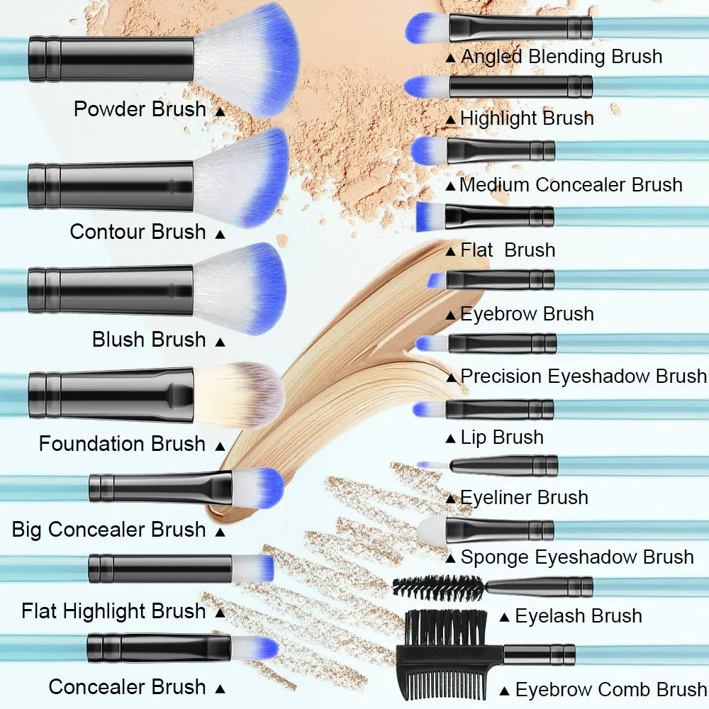 18-Piece Soft Professional Makeup Brush Set – Kabuki & Blending