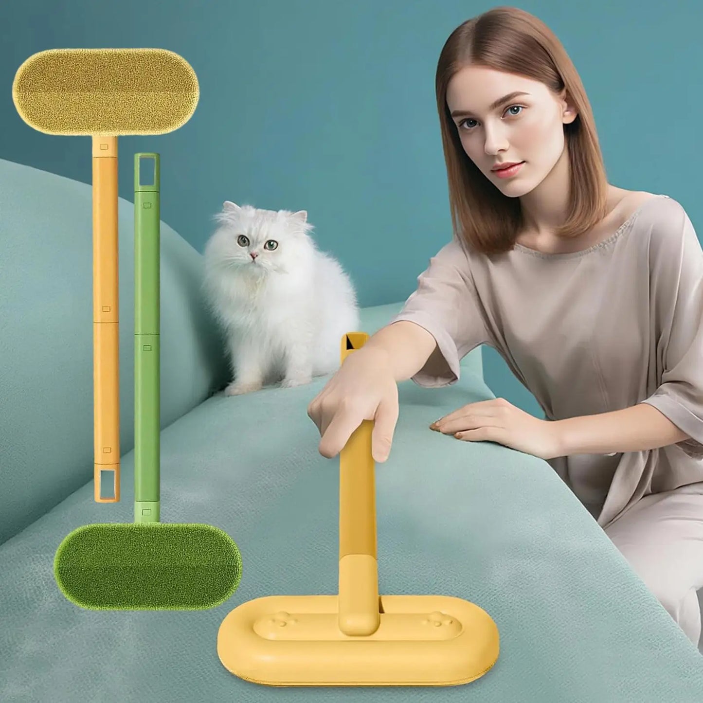 Reusable Long Handle Pet Hair Remover – Dog & Cat Lint Brush