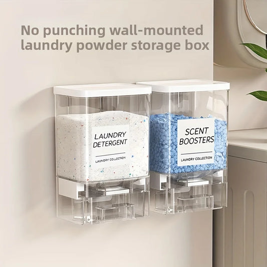 Wall-Mounted Laundry Beads Dispenser & Storage Box – Detergent Organizer with Label for Laundry Room Peaceful Pleasures Health and Wellness
