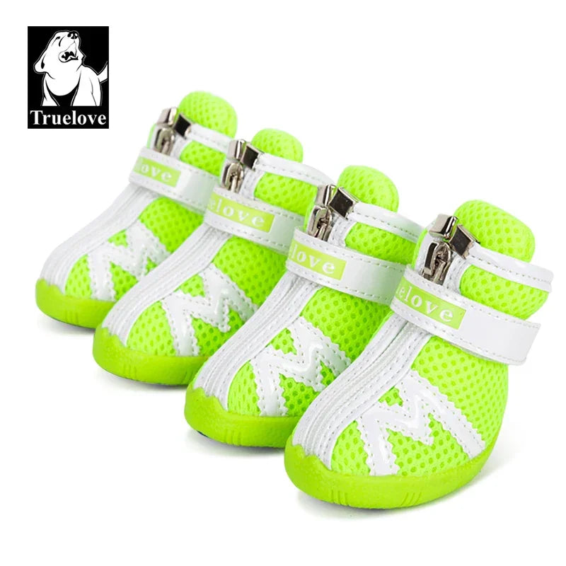Truelove Mesh Fabric Dog Shoes Pet Dog Boots Waterproof Reflective Rugged Anti-Slip Sole Skid-Proof Outdoor for Small Dog S5911 Peaceful Pleasures Health and Wellness Neon Yellow 2 China Mainland