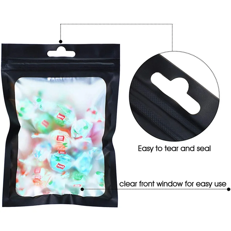 A36T-600 Pieces Resealable Food Storage Bags With Clear Window Coffee Beans Packaging Pouch (Black, 2.4 X 4 Inch) Peaceful Pleasures Health and Wellness