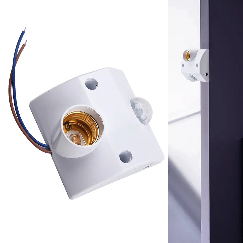 1X Human Body Induction Plastic Lamp Holder E27 Bulbs AC110-240V LED