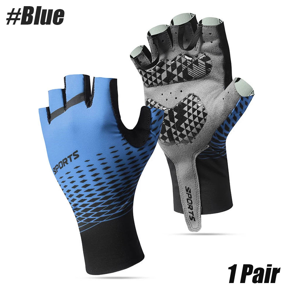 1Pair Cycling Bike Gloves,5MM Padded Half Finger Bicycle Gloves,Summer Road Bike Gloves for Cycling,Running,Working Out Peaceful Pleasures Health and Wellness Blue XL