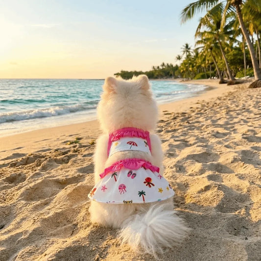 Dog Swimsuit Cartoon Print Bikini Vest | Breathable Pet Dress Dog Swimsuit Dress Peaceful Pleasures Health and Wellness