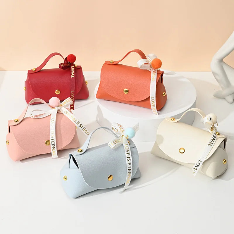 Leather Mini Gift Bag with Bow – Wedding & Party Favour Bag