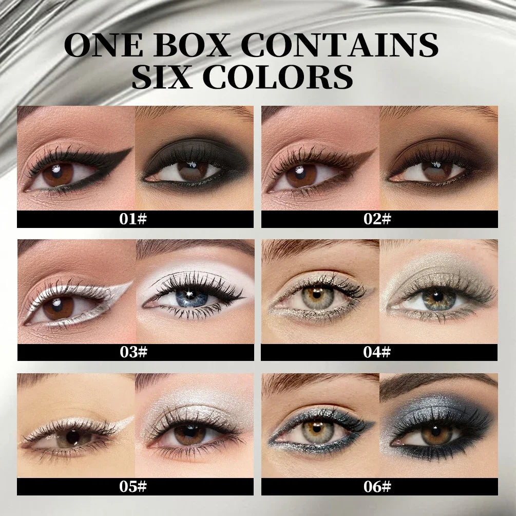 QIBEST 6 Colors Matte Eyeliner Sets Quick Dry Eyeliner Waterproof Sweatproof Single-Ended Intense Eyeliner White Black Eyeshadow Peaceful Pleasures Health and Wellness