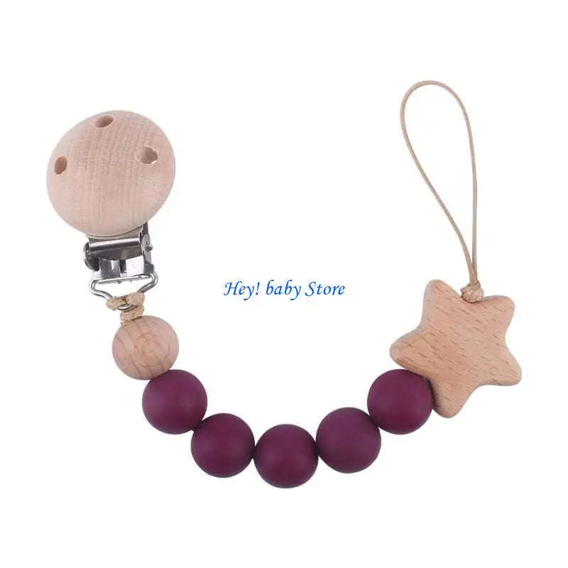 Baby Girl Pacifier Clip with Silicone Teething Beads | Soother Chain