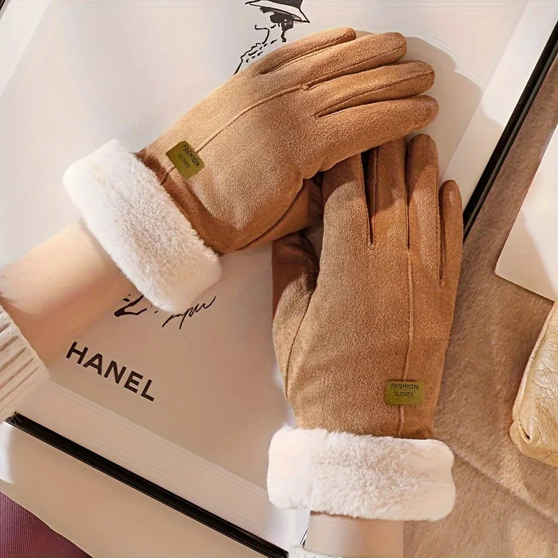 Women's Plush-Lined Touchscreen Winter Gloves – Warm & Stylish