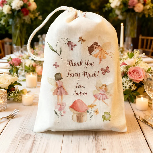 5-Pack Personalized Fairy Drawstring Gift Bags | Party Favors Party Favor Bags Peaceful Pleasures Health and Wellness