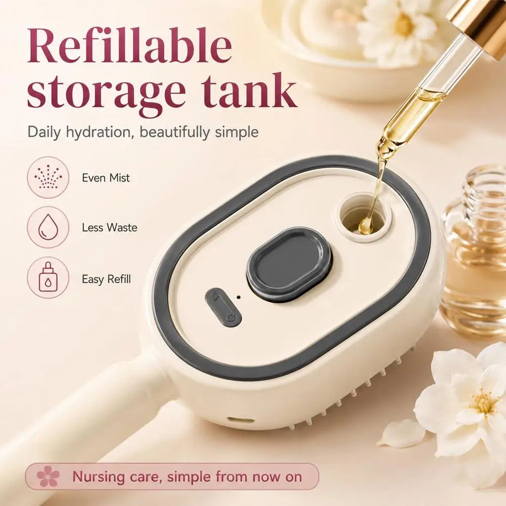 Steam Spray Massage Hair Comb Moisturizing Spray Scalp Massager Brush Anti-Knot Detangling Brush Salon Hair Care Tool Peaceful Pleasures Health and Wellness