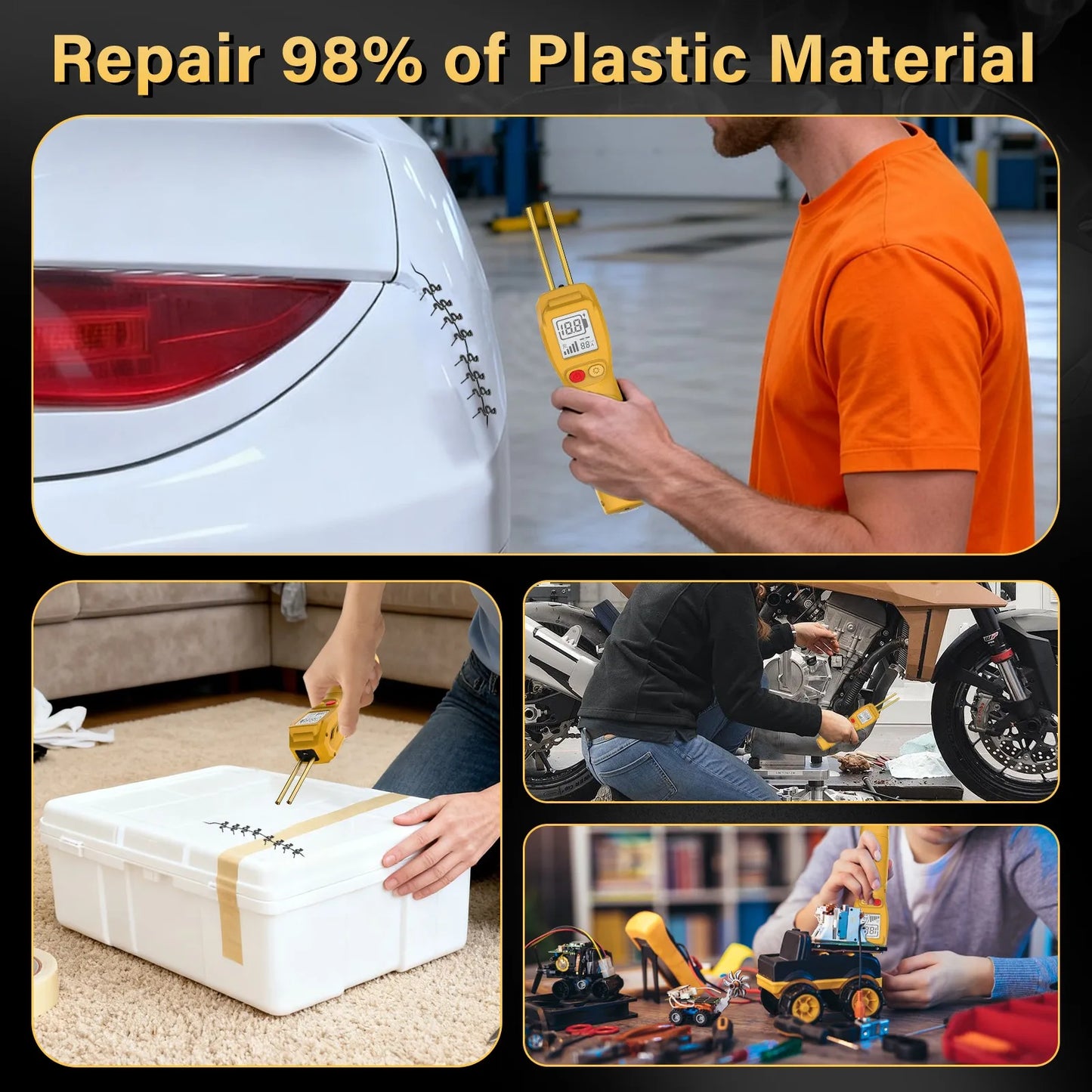 500W Wireless Plastic Welding Gun with LCD Hot Stapler Plastic Repair for Car Motorcycle DIY, USB Charging Handheld Welder Tool Peaceful Pleasures Health and Wellness