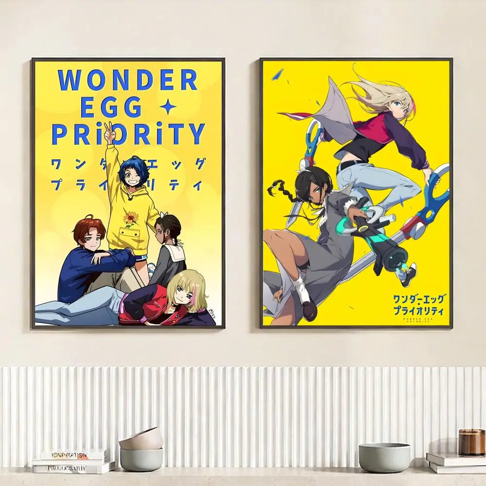 Anime W-Wonder Egg Priority Poster HD Self Adhesive Waterproof Wall Art Ideal for Home Office Dorm Bedroom Great Gift Peaceful Pleasures Health and Wellness