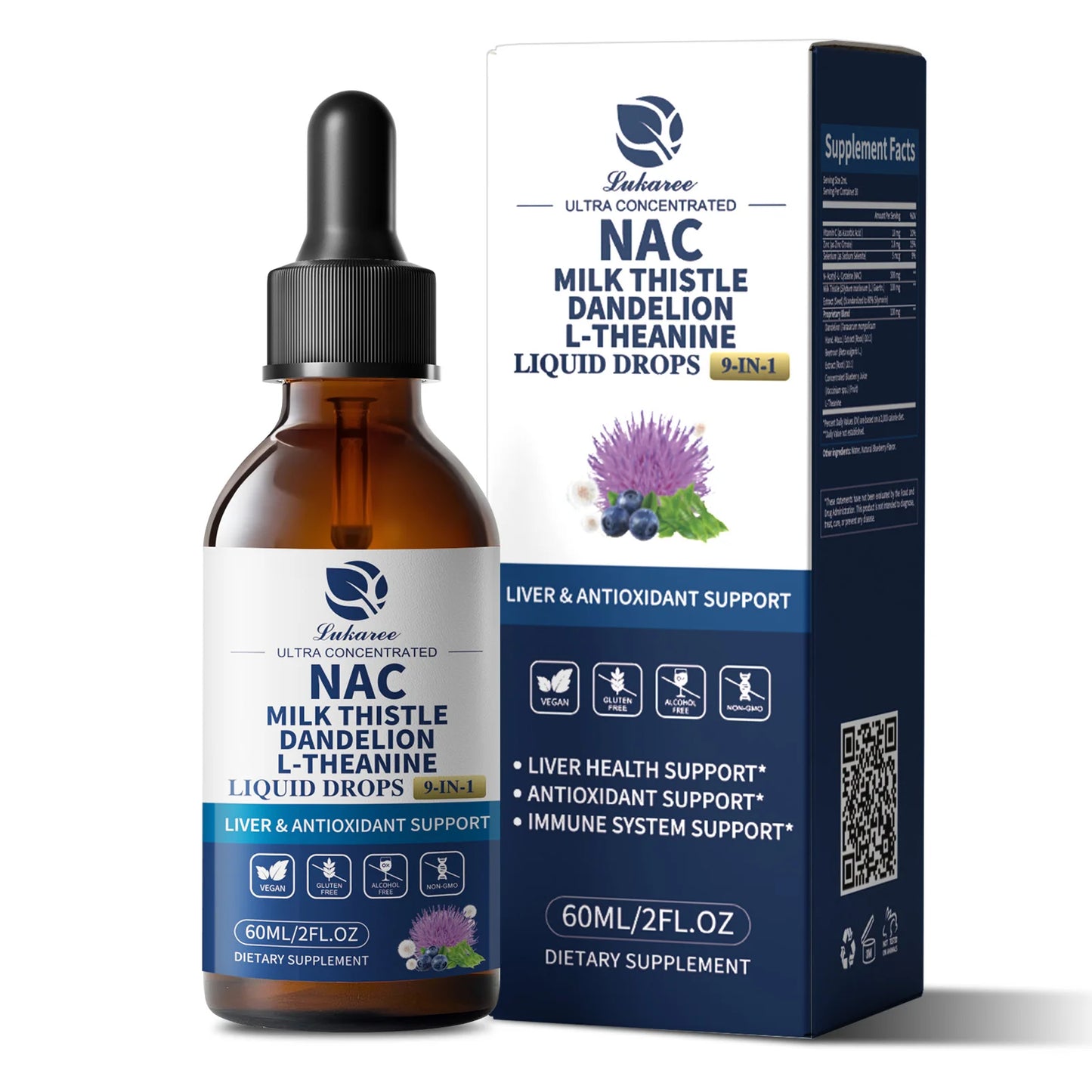 NAC Supplement with Milk Thistle & Selenium – Liver Support Dietary Supplement Peaceful Pleasures Health and Wellness 60ml 3bottles United States