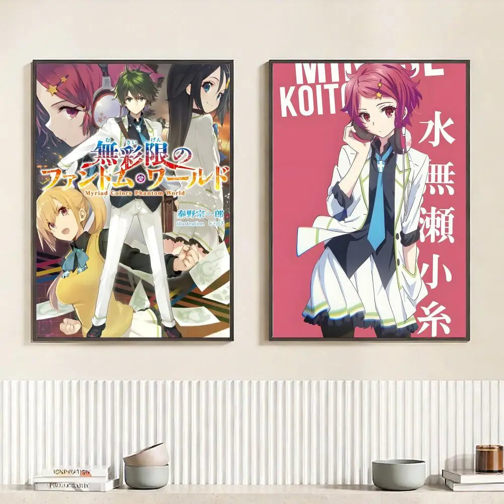Anime M-Myriad Colors Phantom World Poster HD Self Adhesive Waterproof Wall Art Ideal for Home Office Dorm Bedroom Great Gift Peaceful Pleasures Health and Wellness