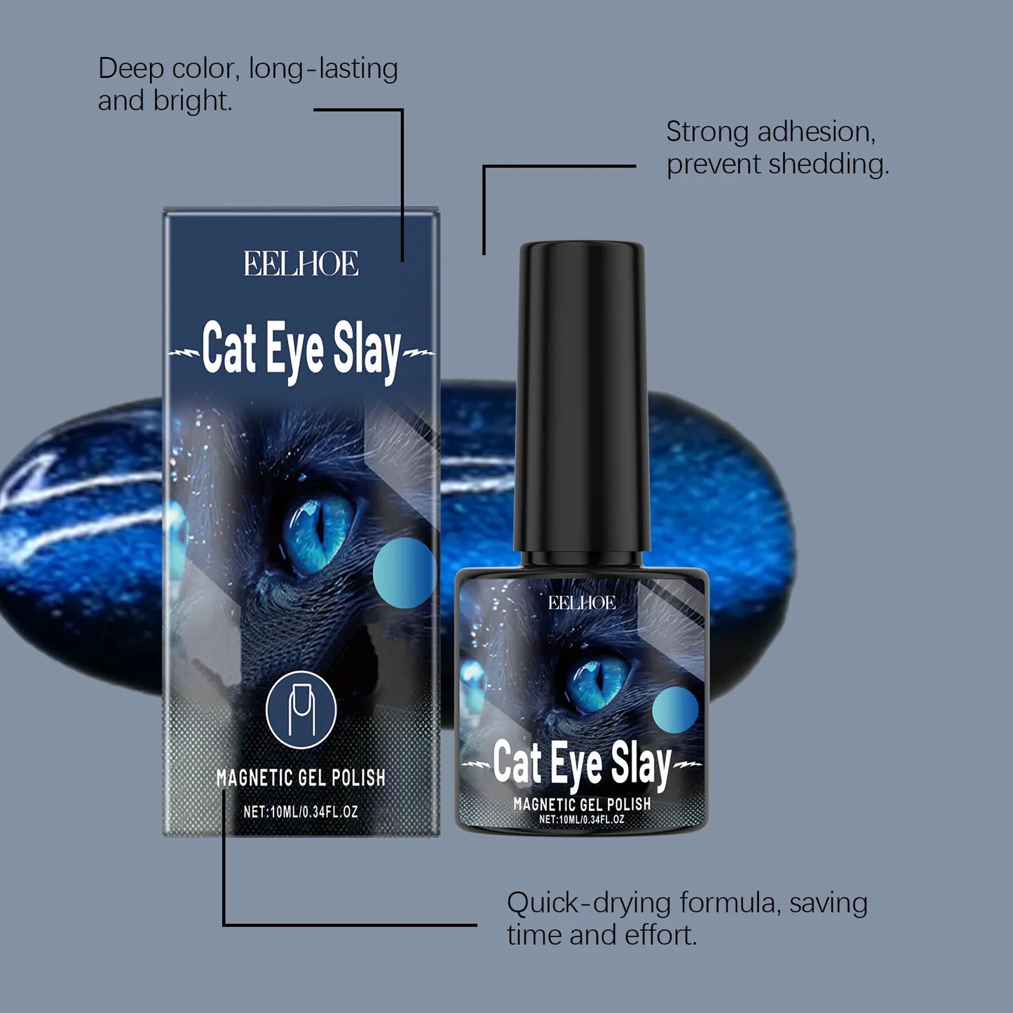 Eelhoe Cat Eye Magnetic Gel Nail Polish – Black Blue 10ml