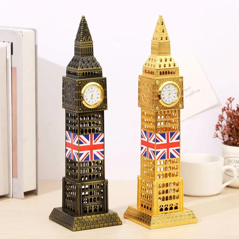 World Renowned Landmark Building Big Ben Model with A Clock Ferris Wheel Home Office Display Window Desktop Decoration Souvenir Peaceful Pleasures Health and Wellness