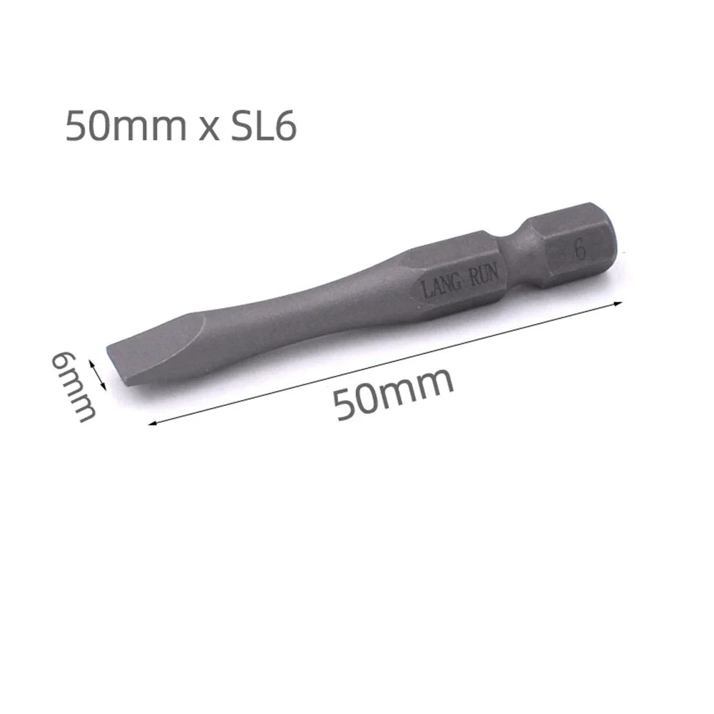 50mm Hex Screwdriver Bits Set – PH1 PH2 PH3 & Slotted SL3–SL6