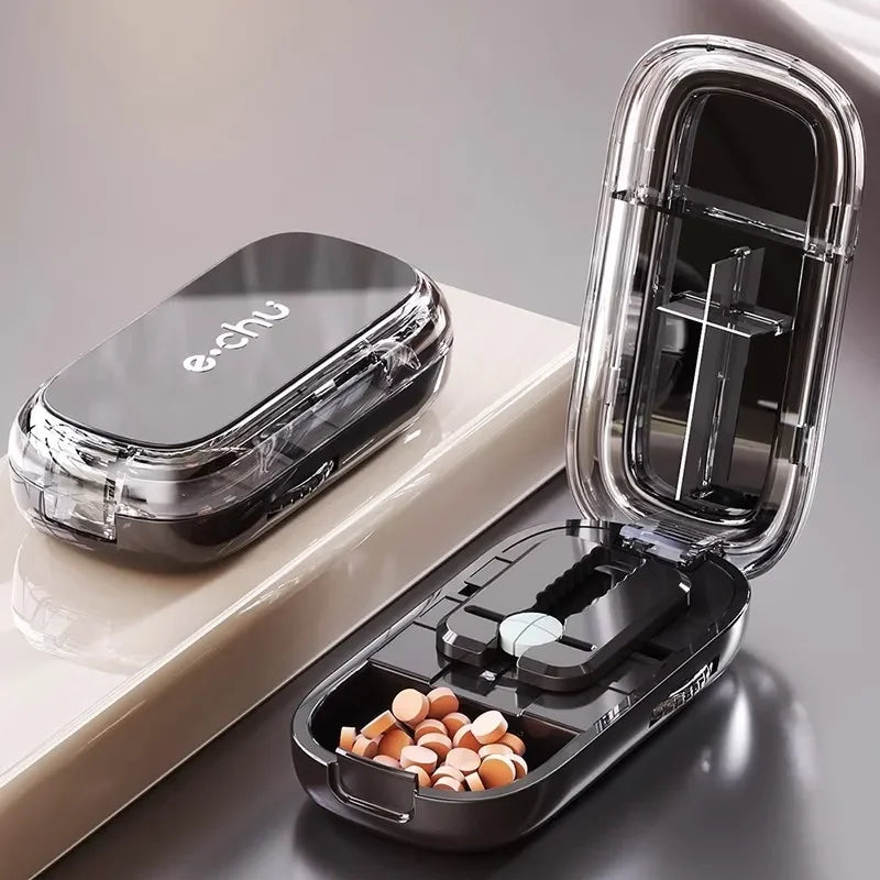 Multi-functional Pill Cutter Quartering 1/4 1/2 1/3 Pill CutterStorage Box Portable Drug Tablet Medicine Dustproof Divider Peaceful Pleasures Health and Wellness