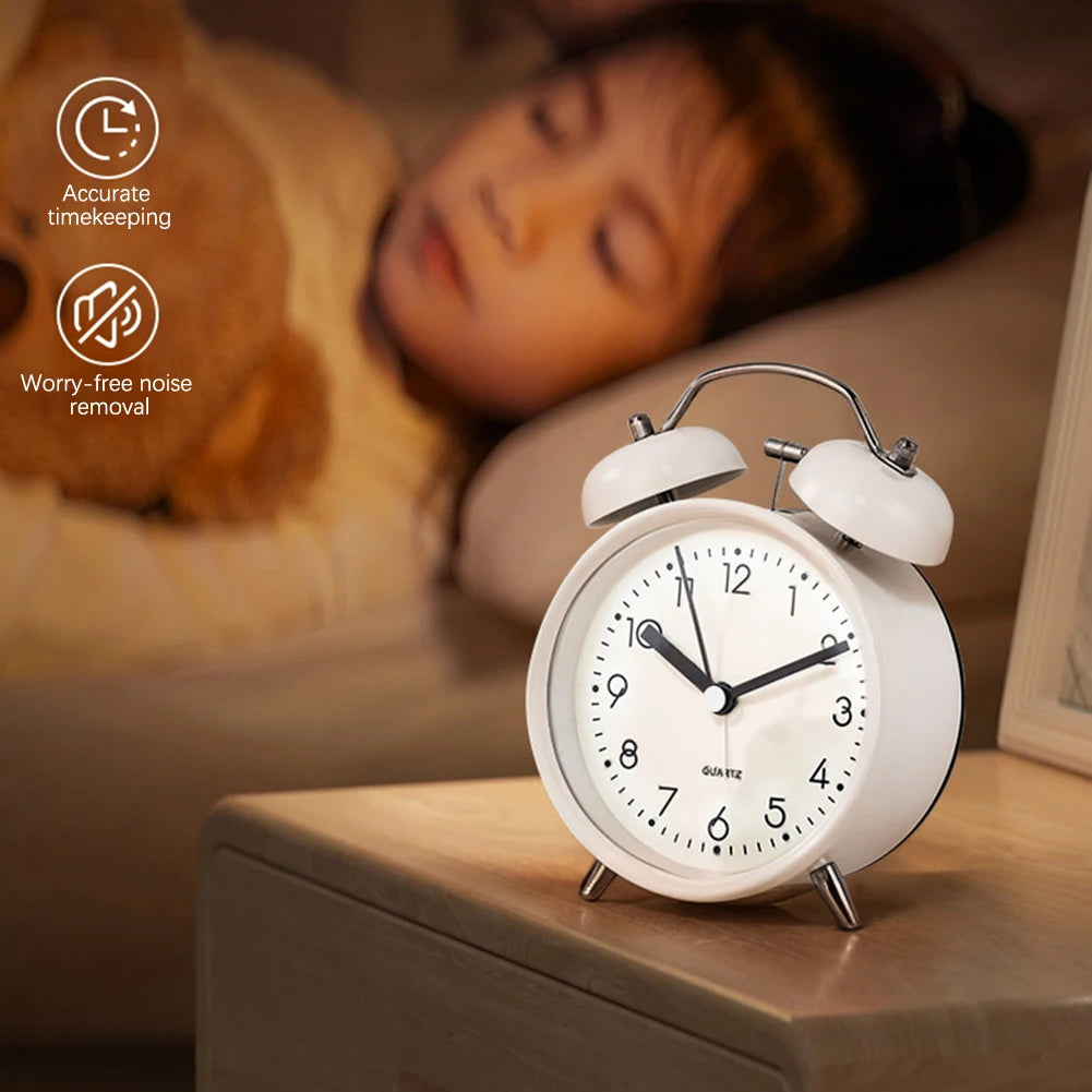 Luxfacigoo Twin-Bell Vintage Alarm Clock with Night Light Vintage Alarm Clock Peaceful Pleasures Health and Wellness