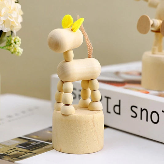 Wood DIY Craft Mini Dog/Clown/Giraffe/Duo Desktop Decoration Crafts Wooden Animal Miniatures Ornament Book Shelf Fun Decor Peaceful Pleasures Health and Wellness