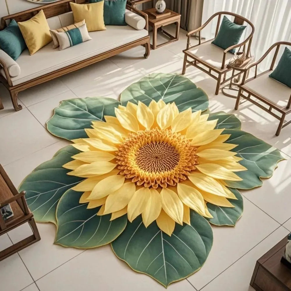 Durable Special-shaped Sunflower Carpet Non-slip Absorbent Flower Carpet Soft 60x60cm Door Gasket Home Decoration Peaceful Pleasures Health and Wellness Style 6