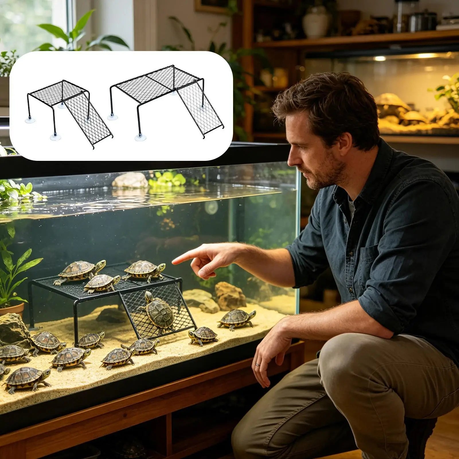 Suction Cup Turtle Basking Dock Rest Platforms Reptile Basking Area For Tortoise Terrapin Salamander Crab Aquarium Habitat Decor Peaceful Pleasures Health and Wellness