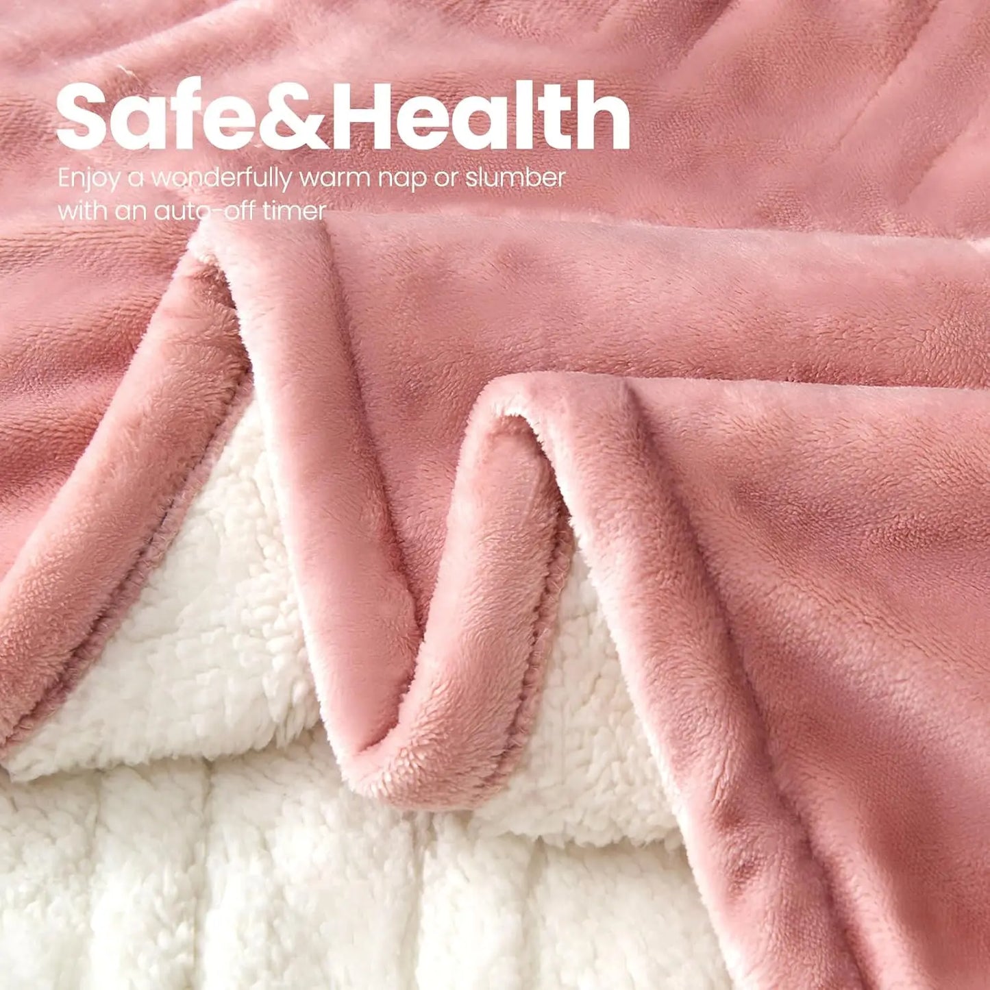 Electric Heated Blanket Twin Size 62x84 – Flannel Sherpa, 8 Heat Levels Electric Blanket Peaceful Pleasures Health and Wellness