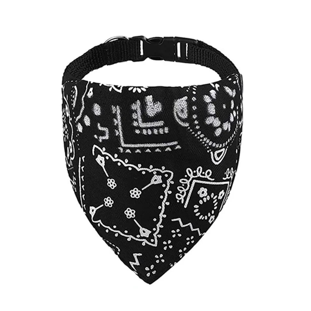 Pet Bandana Collar Scarf for Dogs Puppy & Cat Small Medium Large Dogs Adjustable Collars Red Blue Black Pink Stylish Dog Collar Peaceful Pleasures Health and Wellness black S